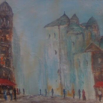 Painting titled "Rue pietonne" by Patrice Brunet, Original Artwork