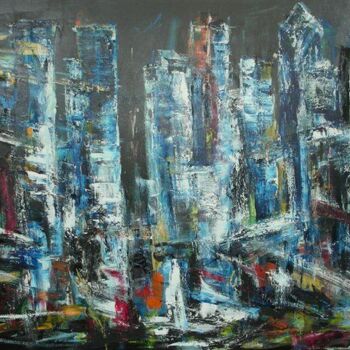 Painting titled "Time square" by Patrice Brunet, Original Artwork, Oil