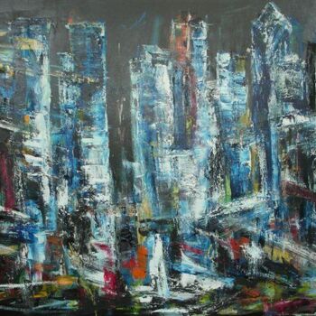 Peinture intitulée "Time square" par Patrice Brunet, Œuvre d'art originale, Huile