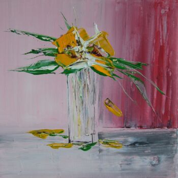 Malarstwo zatytułowany „Bouquet de fleurs n…” autorstwa Patrice Butel, Oryginalna praca, Olej Zamontowany na Drewniana rama…