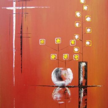 Malerei mit dem Titel "Fleurs contemporain…" von Patrice Butel, Original-Kunstwerk, Öl