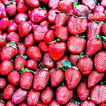 Photographie intitulée "Plateau de fraises" par Patrice Corbin, Œuvre d'art originale