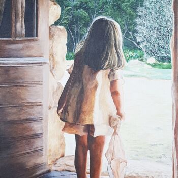 Painting titled "La Petite Fille et…" by Patrice Fouchard, Original Artwork, Acrylic Mounted on Wood Stretcher frame