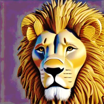 "Lion moderne" başlıklı Dijital Sanat Patrice Josselin tarafından, Orijinal sanat, AI tarafından oluşturulan görüntü