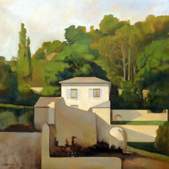 Painting titled "Paysage provençal" by Patrice Lannoy, Original Artwork, Acrylic Mounted on Wood Stretcher frame