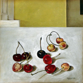 Malerei mit dem Titel "Les cerises" von Patrice Lannoy, Original-Kunstwerk, Acryl Auf Keilrahmen aus Holz montiert