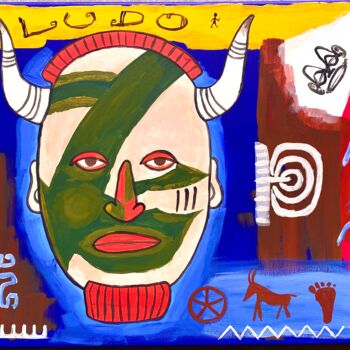 Malerei mit dem Titel "Tiki Ludo" von Patrice Le Houedec, Original-Kunstwerk, Acryl