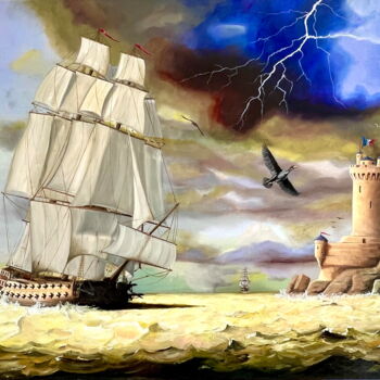 Pintura titulada "Retour au port avan…" por Patrice Le Houedec, Obra de arte original, Oleo
