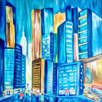 Painting titled "New York Blue" by Patrice Le Gall, Original Artwork, Acrylic