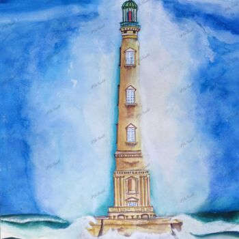 Painting titled "Phare de Cordouan" by Patrice Le Gall, Original Artwork, Watercolor