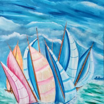 Painting titled "Les Grandes Voiles…" by Patrice Le Gall, Original Artwork, Acrylic