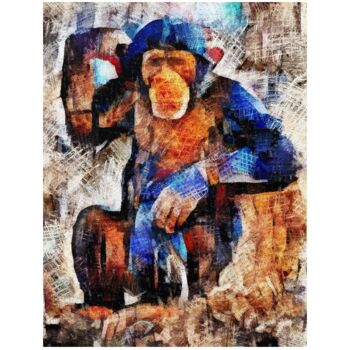 Arte digitale intitolato "LE COUSIN LE SINGE" da Patrice Vial, Opera d'arte originale, Pittura digitale