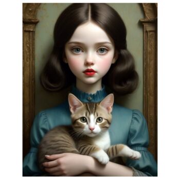 Digital Arts titled "MON CHAT ET MOI - 4" by Patrice Vial, Original Artwork, AI generated image