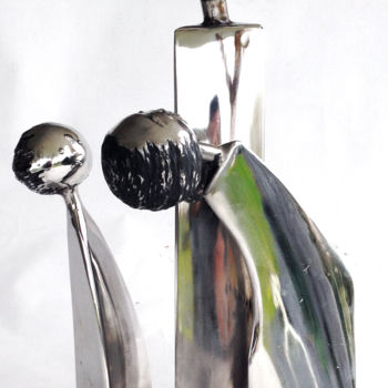 Sculpture titled "Soutenir" by Bueno Patrice, Original Artwork, Metals