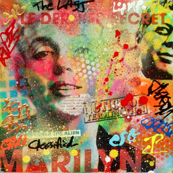 Painting titled "surfin with the ali…" by Patrice Chambrier, Original Artwork, Stencil