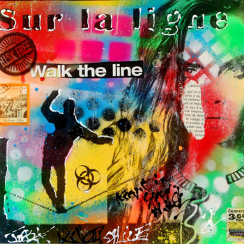 Malerei mit dem Titel "walk the line" von Patrice Chambrier, Original-Kunstwerk, Acryl
