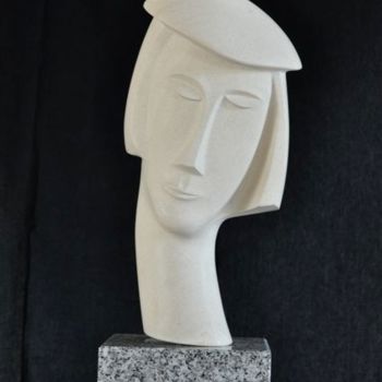 Скульптура под названием "dame au béret" - Patrice Kauffmann, Подлинное произведение искусства