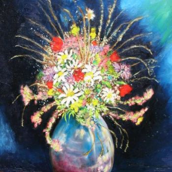 Peinture intitulée "bouquet de fleurs d…" par Patrice Mazouz, Œuvre d'art originale, Huile