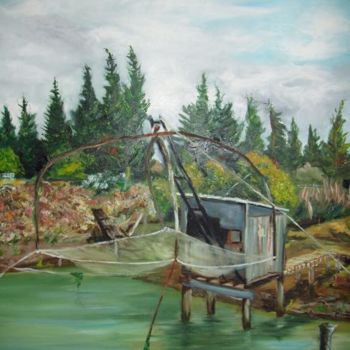 Peinture intitulée "cabane de pecheur a…" par Patrice Mazouz, Œuvre d'art originale, Huile