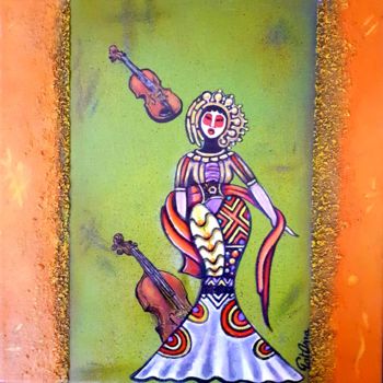 Pittura intitolato "madame Butterfly" da Patricia Monique Amable, Opera d'arte originale, Acrilico Montato su Pannello di le…
