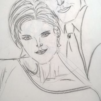 Drawing titled "Nous deux" by Patricia Alia Bravo, Original Artwork