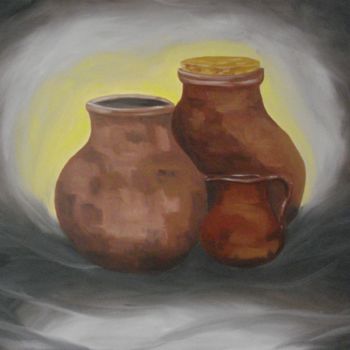 Painting titled "Antigos potes alent…" by Patrícia Almeida, Original Artwork, Other
