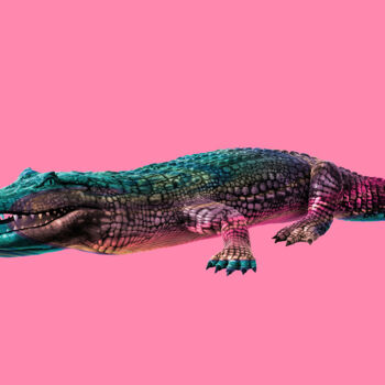 Digital Arts titled "Pink Crocodile" by Patricia Antonio, Original Artwork, Photo Montage