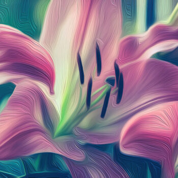 Arts numériques intitulée "Pink Lily" par Patricia Antonio, Œuvre d'art originale, Photo montage