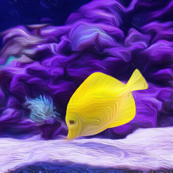 Arts numériques intitulée "Yellow little fish" par Patricia Antonio, Œuvre d'art originale, Photo montage