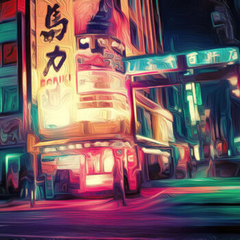 Digitale Kunst mit dem Titel "Japan Night" von Patricia Antonio, Original-Kunstwerk, Digitale Malerei