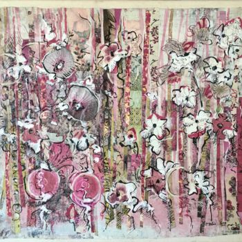 Collages titled "PRAIRIE ROSE" by Patricia Blin, Original Artwork, Acrylic Mounted on Wood Stretcher frame