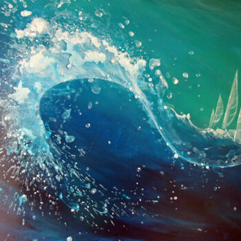 Ζωγραφική με τίτλο "aventure, océan, li…" από Patricia Blondel, Αυθεντικά έργα τέχνης, Ακρυλικό