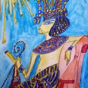 Schilderij getiteld "El Faraón" door Patricia Brown (Artedibujopbrown), Origineel Kunstwerk, Aquarel