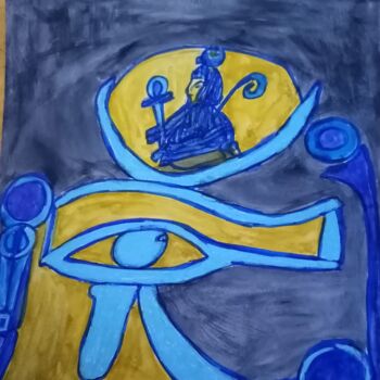 Peinture intitulée "Ojo Egipcio" par Patricia Brown (Artedibujopbrown), Œuvre d'art originale, Aquarelle