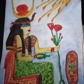 Painting titled "Escena Egipcia" by Patricia Brown (Artedibujopbrown), Original Artwork, Watercolor