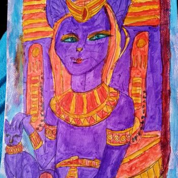 Pintura titulada "Gatas Egipcias" por Patricia Brown (Artedibujopbrown), Obra de arte original, Acrílico