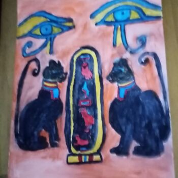 Pintura titulada "Isis velando a los…" por Patricia Brown (Artedibujopbrown), Obra de arte original, Acuarela