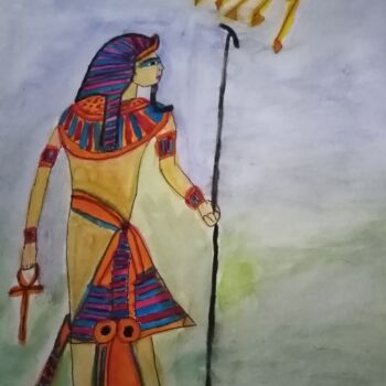 Painting titled "Arte egipcio" by Patricia Brown (Artedibujopbrown), Original Artwork, Watercolor