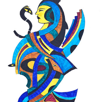 绘画 标题为“Post Modern Sumerian” 由Patrícia Calmon, 原创艺术品, 标记