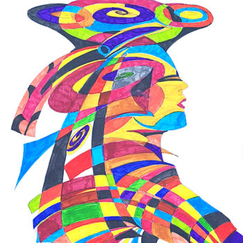 Картина под названием "Arlequin" - Patrícia Calmon, Подлинное произведение искусства, Маркер