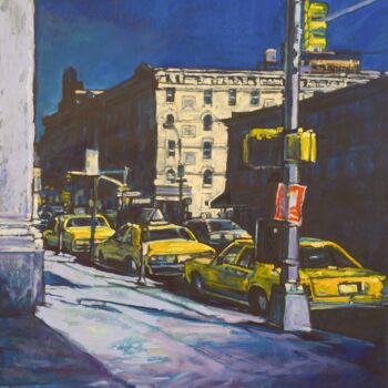 Pintura intitulada "Night Streets of Ne…" por Patricia Clements Art, Obras de arte originais, Óleo