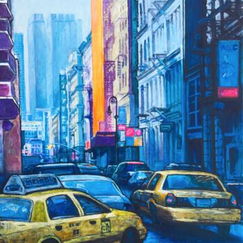 Painting titled "Greenwich Village M…" by Patricia Clements Art, Original Artwork, Oil Mounted on Wood Stretcher frame