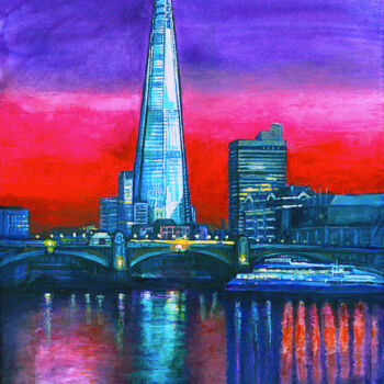 Schilderij getiteld "THE SHARD LONDON CI…" door Patricia Clements Art, Origineel Kunstwerk, Acryl