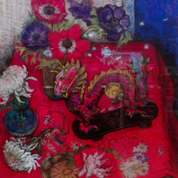 Painting titled "Still life with a C…" by Patricia Clements Art, Original Artwork, Pastel Mounted on Cardboard