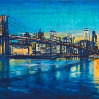 Pintura titulada "Brooklyn Bridge to…" por Patricia Clements Art, Obra de arte original, Acrílico