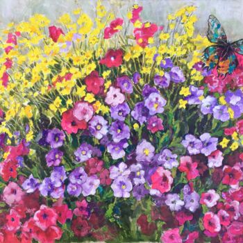 Painting titled "Spring and Summer F…" by Patricia Clements Art, Original Artwork, Oil Mounted on Wood Stretcher frame