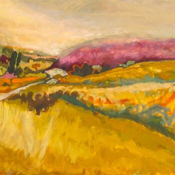 Painting titled "CORFE CASTLE IN DOR…" by Patricia Clements Art, Original Artwork, Oil Mounted on Wood Stretcher frame