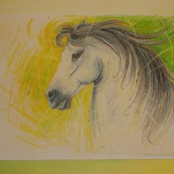 Painting titled "Cheval espagnol" by Patricia Colapinto, Original Artwork, Oil