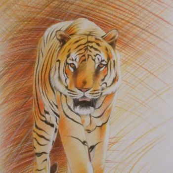 Schilderij getiteld "Tigre" door Patricia Colapinto, Origineel Kunstwerk, Olie