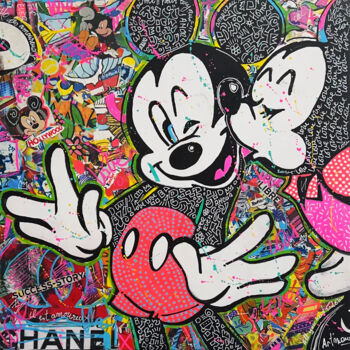 Painting titled "Mickey et Minnie in…" by Patricia Ducept (Art'Mony), Original Artwork, Acrylic
